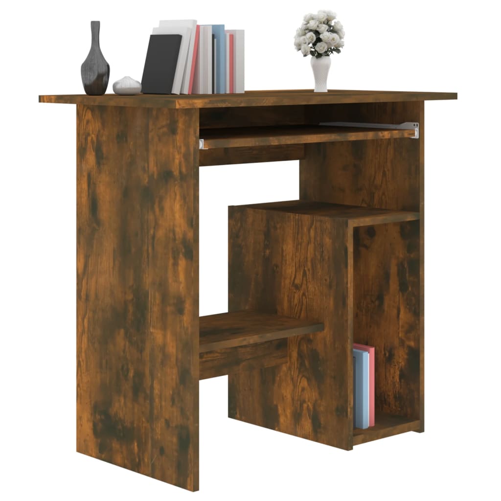 Bureau，Table de travail，Table d'étude Chêne fumé 80x45x74 cm Bois d'ingénierie CWV49343 - 3
