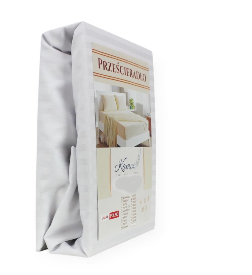 Kam-Pol prześcieradło hotelowe z gumką pasek 1 cm biały 120x210 cm