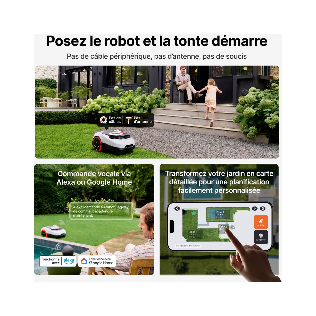 Robot tondeuse NAVIMOW i210 LiDAR - sans fil périphérique ni antenne, Pentes 45%, Cartographie auto, caméra, LiDAR, 1000m² - 3