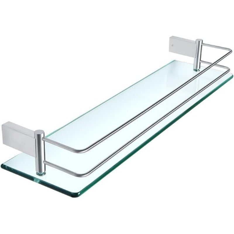 Étagère Salle De Bain Verre Flottant 50 Cm - Support Chrome, Charge 5 Kg