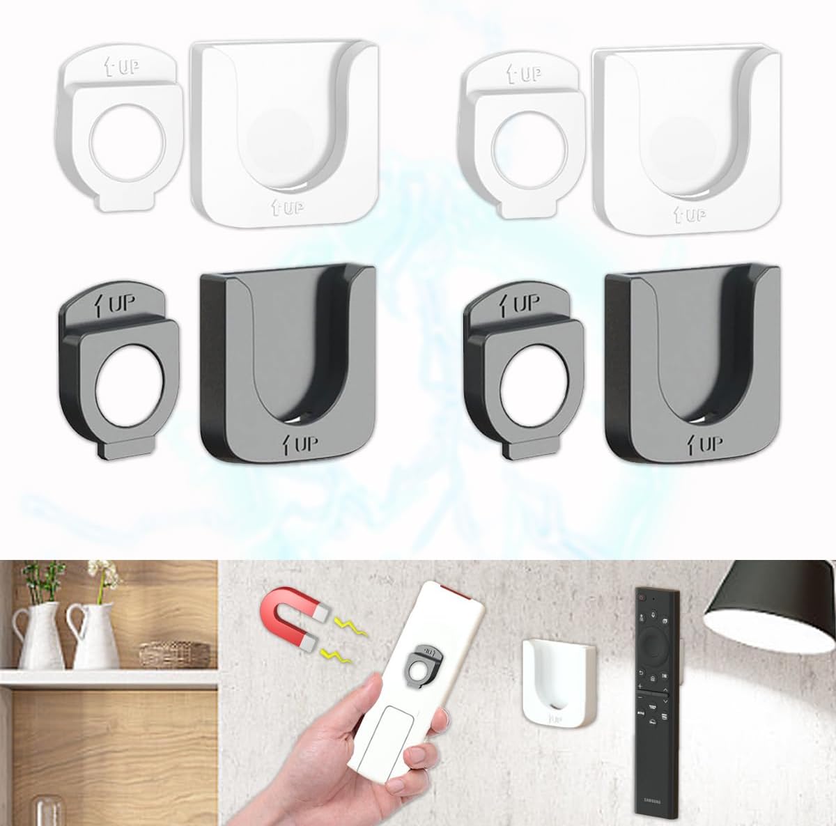FUYTSUO Lot De 2 Supports Magnétiques Pour Télécommande – Fixation Murale Sans Perçage, Blanc, 4,3x2,6 Cm