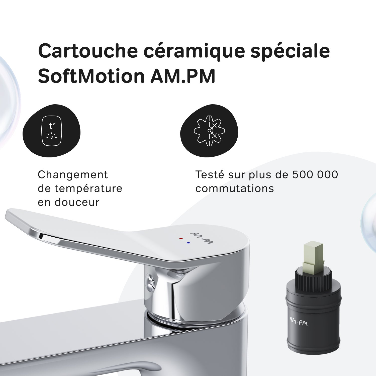 Mitigeur de lavabo Robinet Salle de Bain Robinet de lave-mains avec bonde clic clac, Chromé, taille S, FXA82100 AM.PM - 4