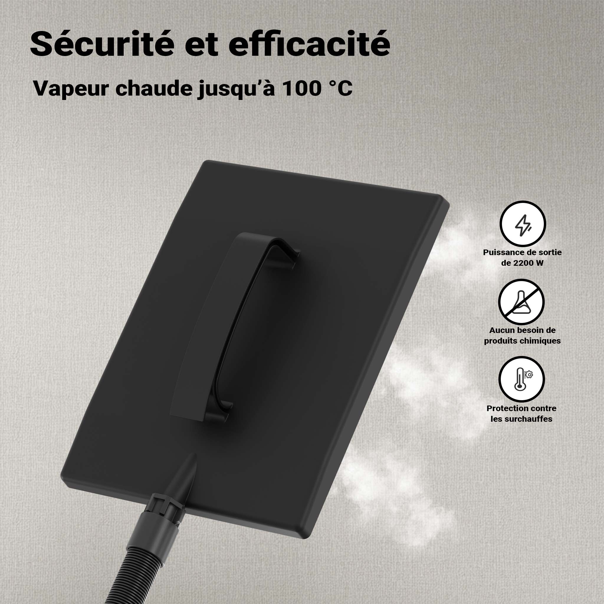 Décolleuse de papier peint à vapeur Puissance 2200W Réservoir 4,5L Durée de fonctionnement 70 Wiltec - 5