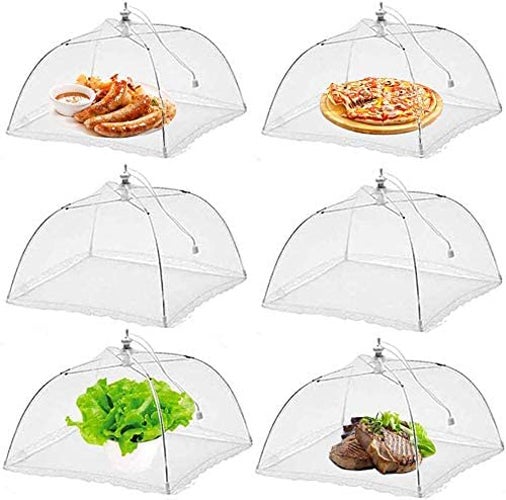 Zestaw 6 wyskakujących siatkowych koców na żywność - składane siatkowe koce na żywność w kształcie parasola - 38 cm/15 cali