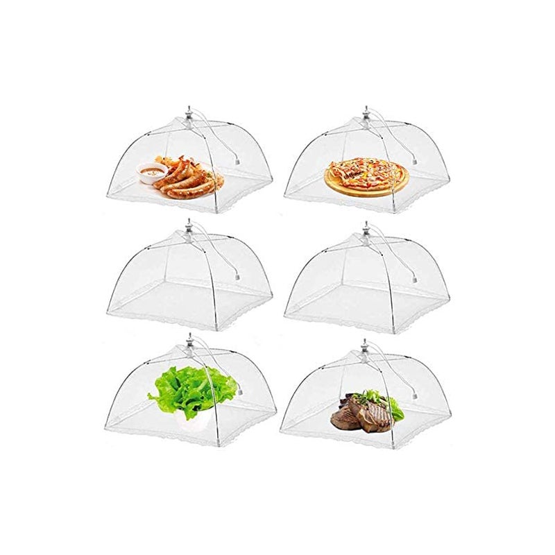 Zestaw 6 wyskakujących siatkowych koców na żywność - składane siatkowe koce na żywność w kształcie parasola - 38 cm/15 cali