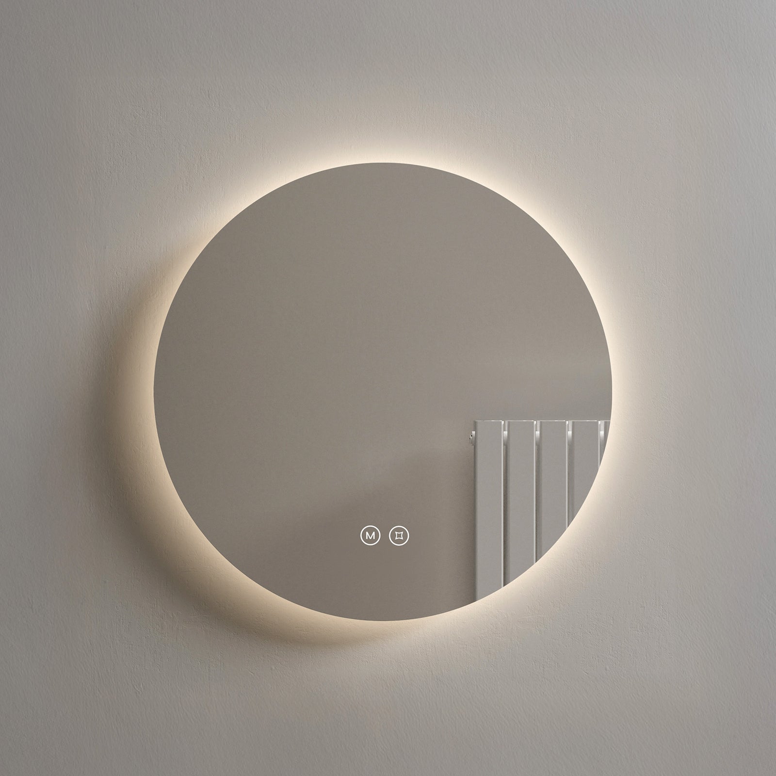 EMKE Miroir lumineux salle de bain rond diamètre 50cm, rétro-éclairage sans cadre, Miroir LED avec Interrupteur Tactile, Lumière Froide/Neutre/Chaude - 8