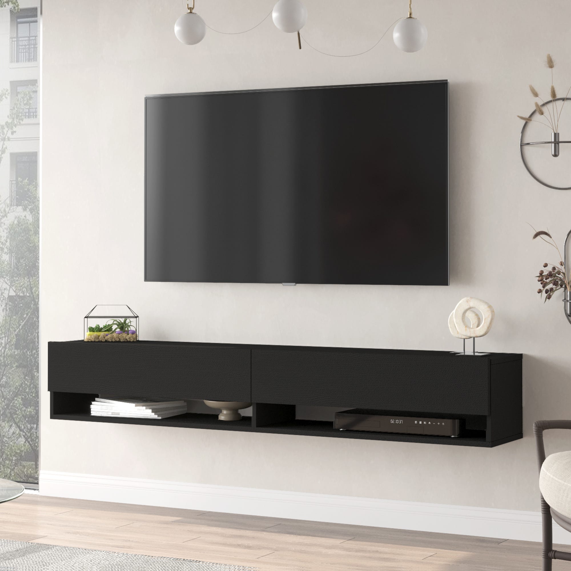Meuble TV FLY E5 Design, Coloris Noir Brillant. Meuble Suspendu Moderne Et Tendance Pour Votre Salon 14023382 Meuble TV FLY E5 Design, Coloris Noir Brillant. Meuble Suspendu Moderne Et Tendance Pour Votre Salon 14023382