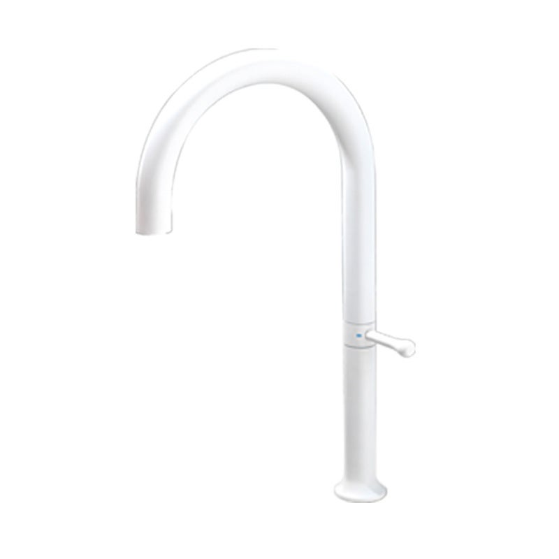 Biały kran kuchenny ze stali nierdzewnej, uniwersalny obrotowy kran z ciepłą i zimną wodą, z wężem do ciepłej i zimnej wody o długości 60 cm