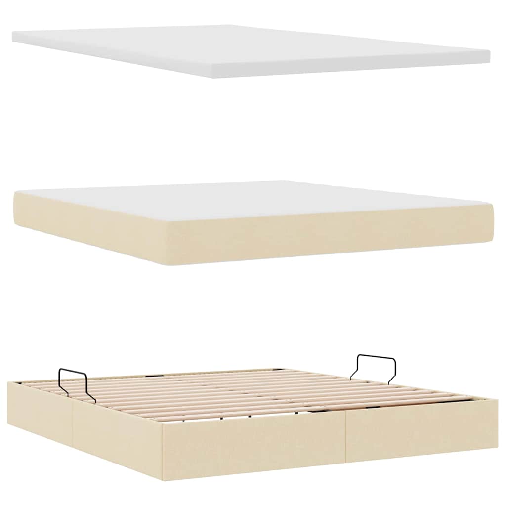 Lit avec rangement et matelas crème 160 x 200 cm polyester - 8
