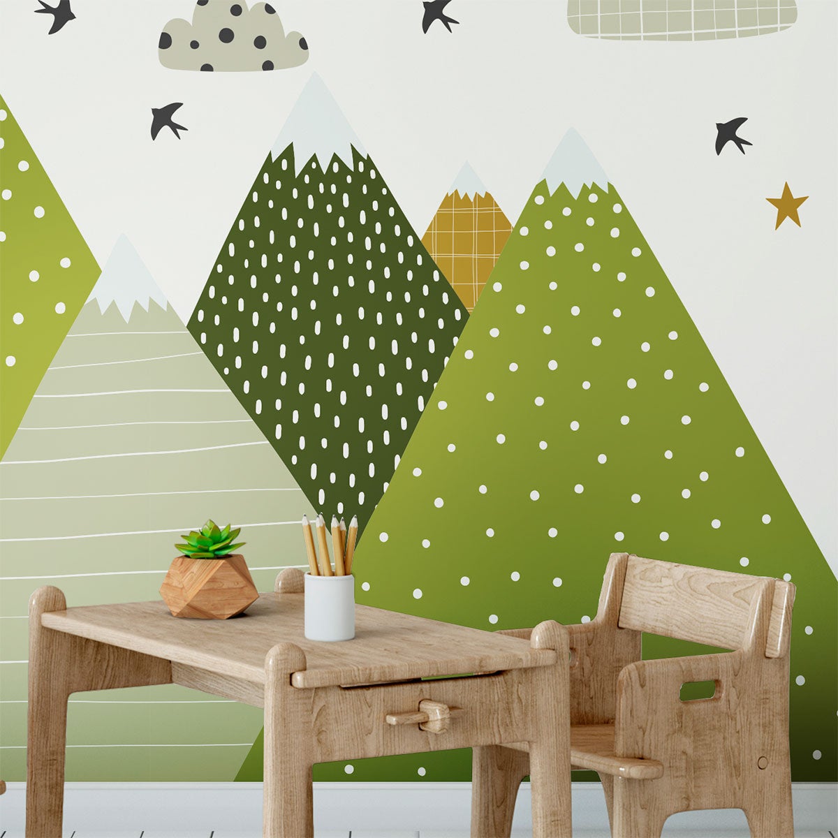 Vinilo niño escandinavo de montaña helka - adhesivo de pared - revestimiento sticker mural decorativo - 90x135cm - 5