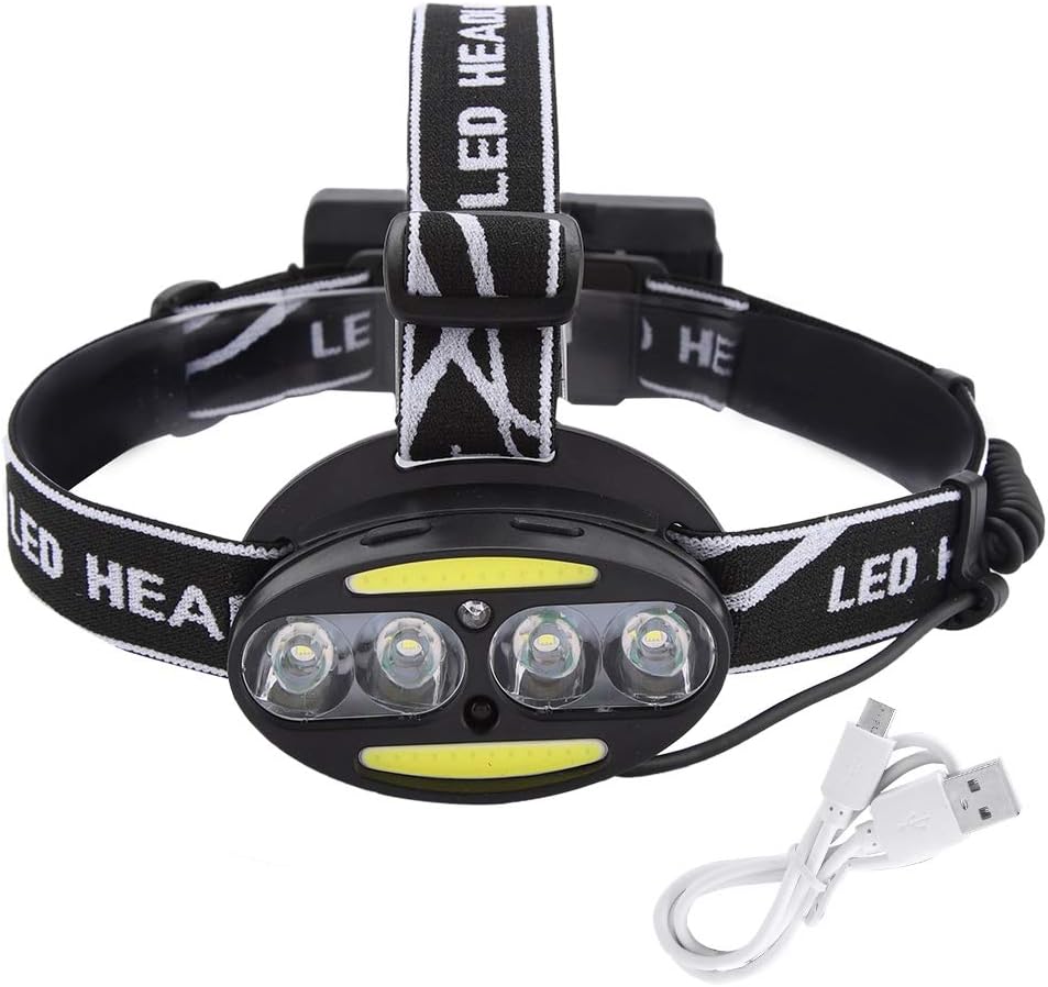 Latarka czołowa LED Super Bright Outdoor Wodoodporna Czujnik COB Reflektory T6 Akumulatorowe, Reflektory czołowe do biwakowania Bieganie