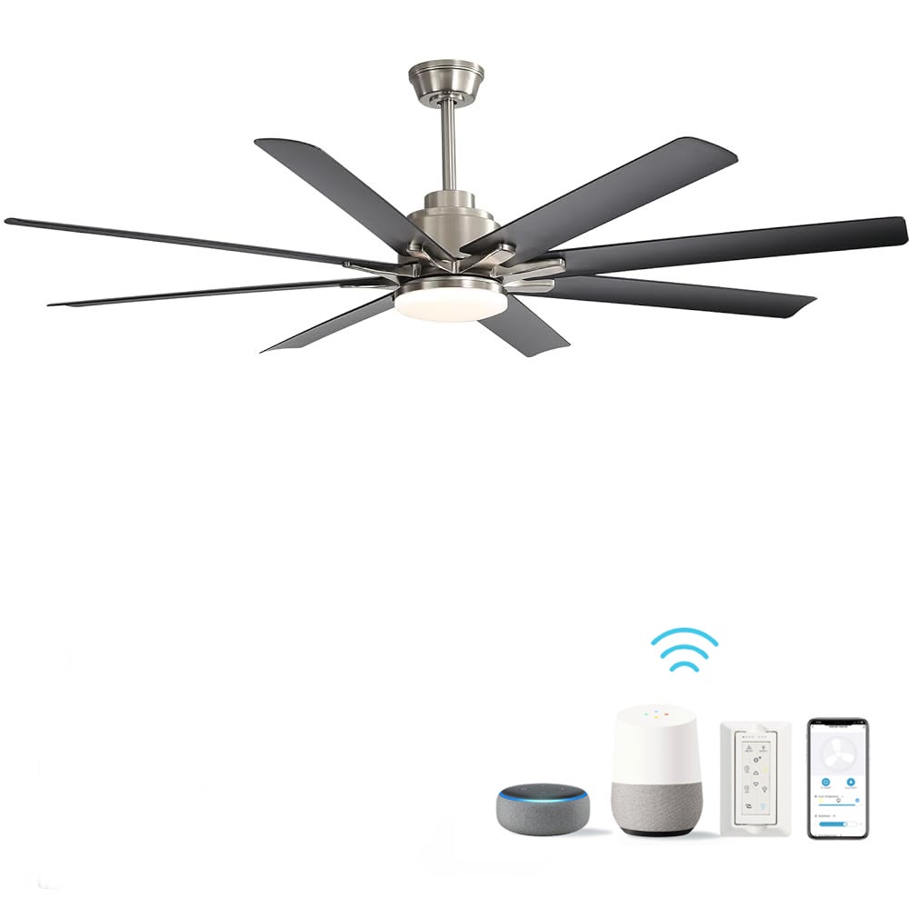Ventilateur de Plafond 66 Pouces avec Lumière LED Dimmable 18W, Moteur DC Réversible et Commande Smart via App, Alexa et Google Home - 2