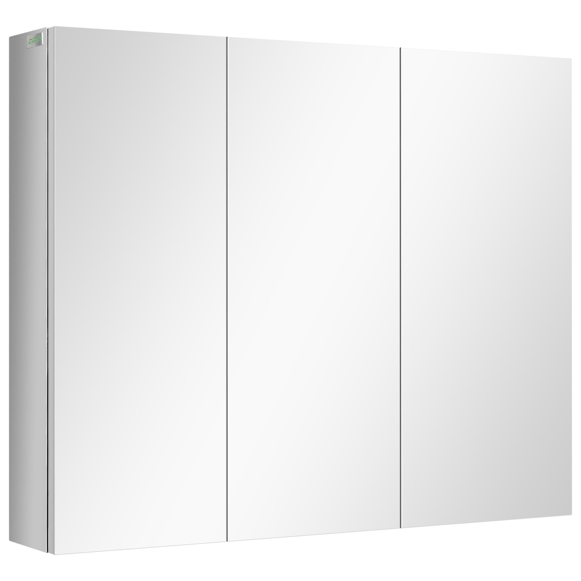 Szafka łazienkowa z lustrem, 3 szklane drzwi, 5 półek, stal nierdzewna, 70x12x55 cm