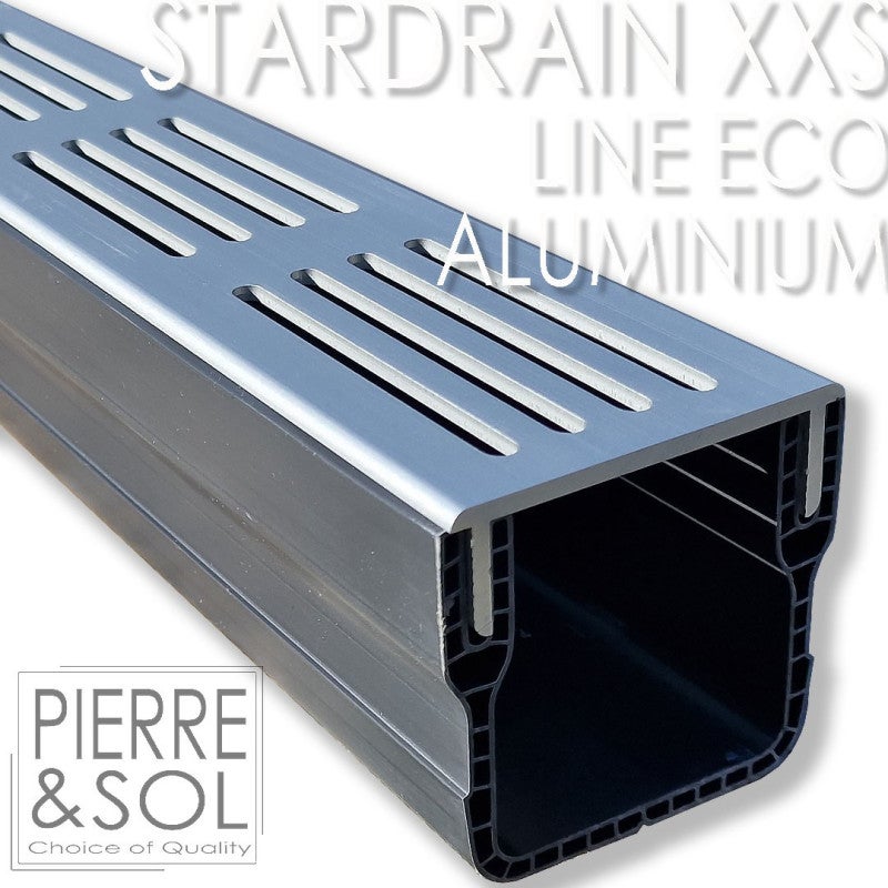 Caniveau XXS MINI L 6,5 cm Grille aluminium - StarDrain - LINE ECO - Caniveau de 100 cm - 2
