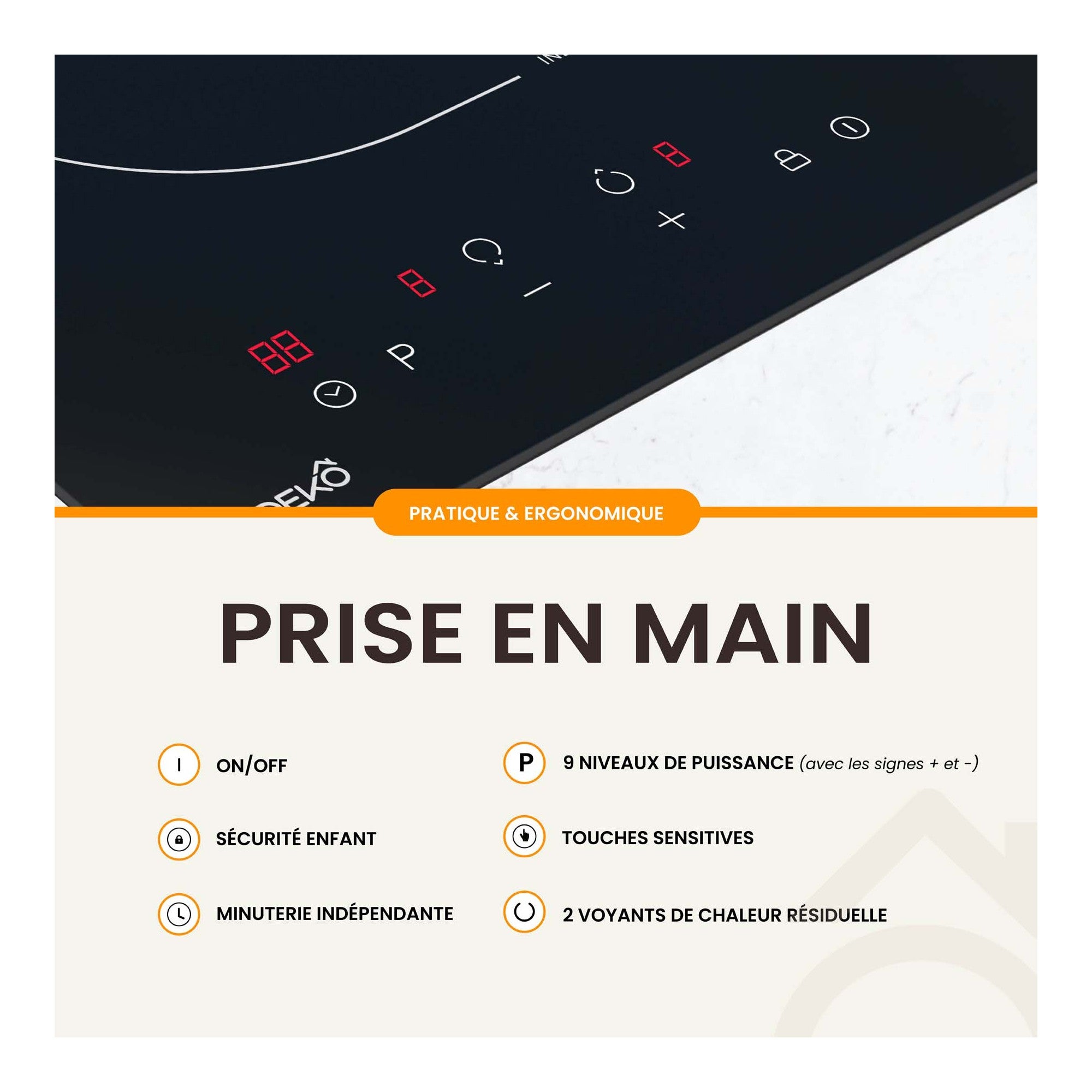 BELDEKO Plaque Induction 2 Feux 3600W Tactile Booster - Marque Française - 7