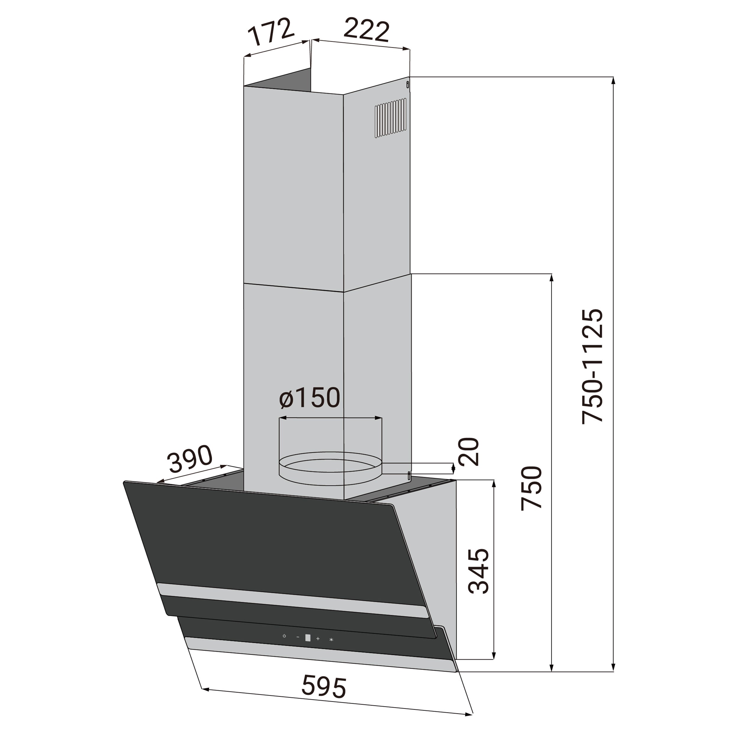 CIARRA Hotte Tactile 60cm 650 m3/h Classe A+++ 4 Vitesses Booster Wi-Fi Connecté Touche Tactile Verre Noir 736NBK60 - 5