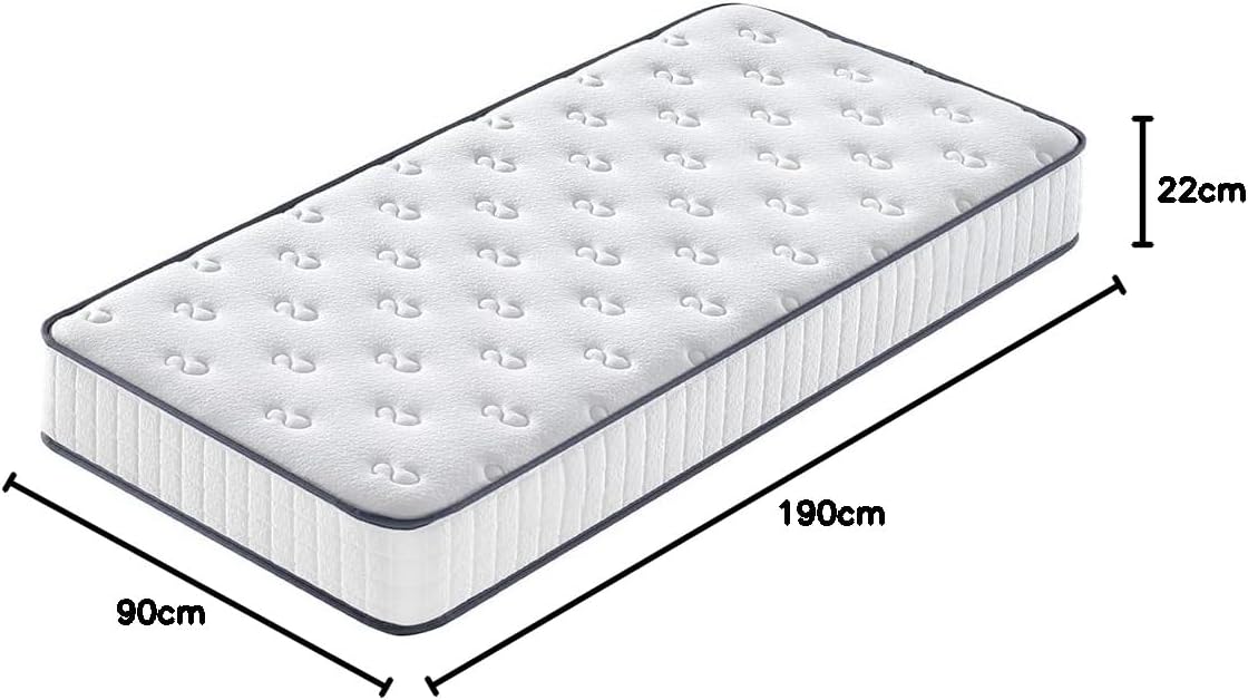 TEENO Ensemble Matelas en mousse + Sommier à Lattes 90x190cm, Epaisseur du Matelas 22cm - 3