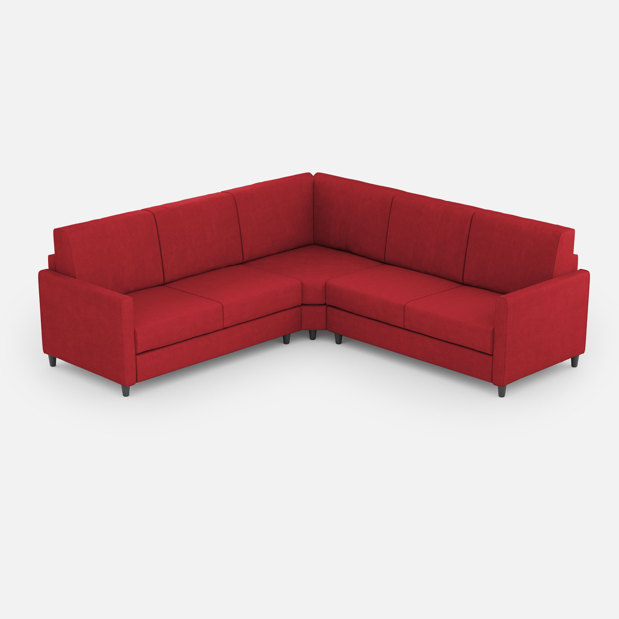 Sofá karay de 2 plazas (dos plazas de 60 cm) + rincón + sofá de 2 plazas (dos plazas de 60 cm) dimensiones exteriores l.221x221 color rojo