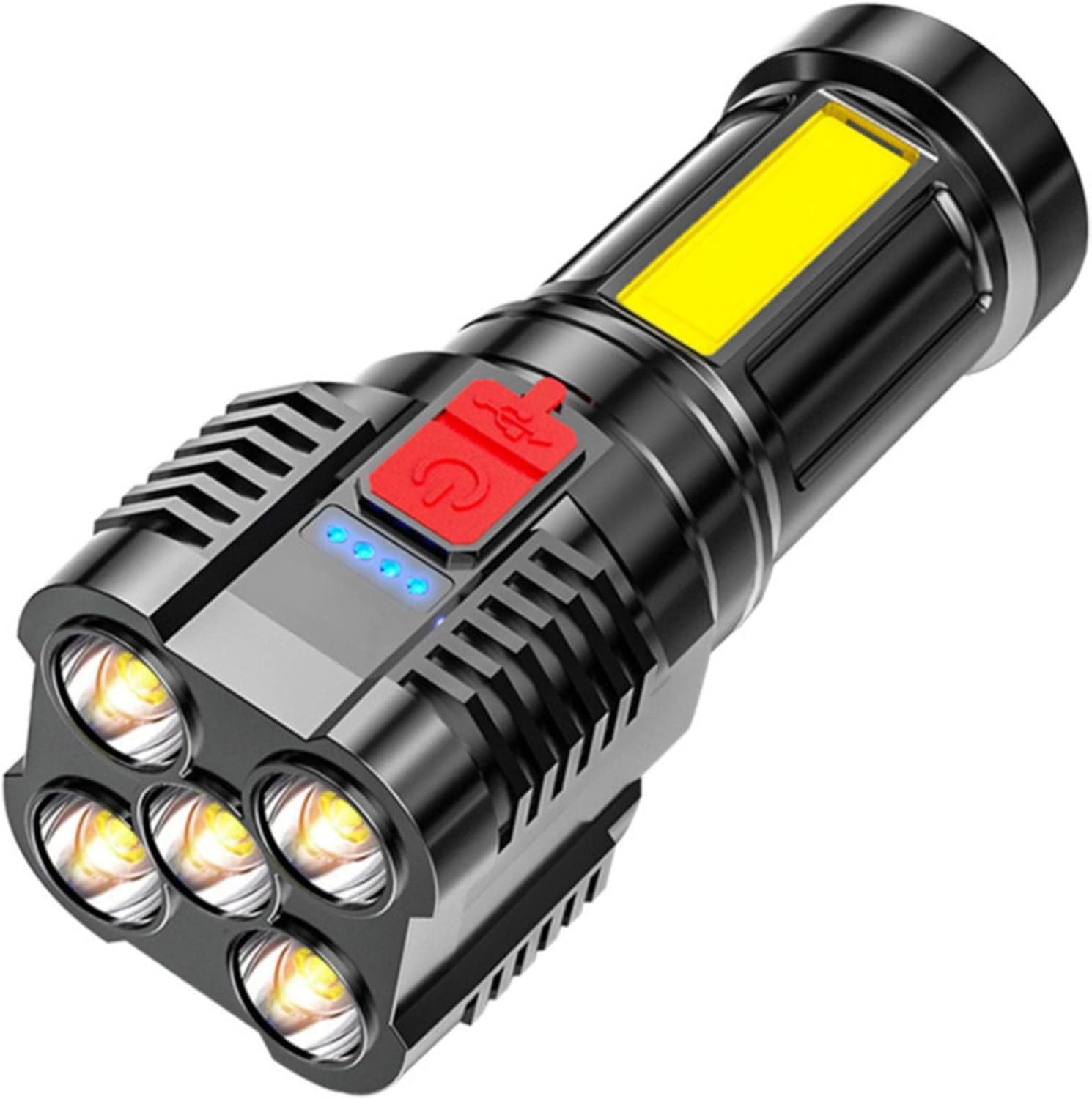 (Czarna) Super mocna latarka LED, latarka LED, latarka akumulatorowa o mocy 10 000 lumenów, wodoodporność IPX4, latarka z regulowanym zoomem
