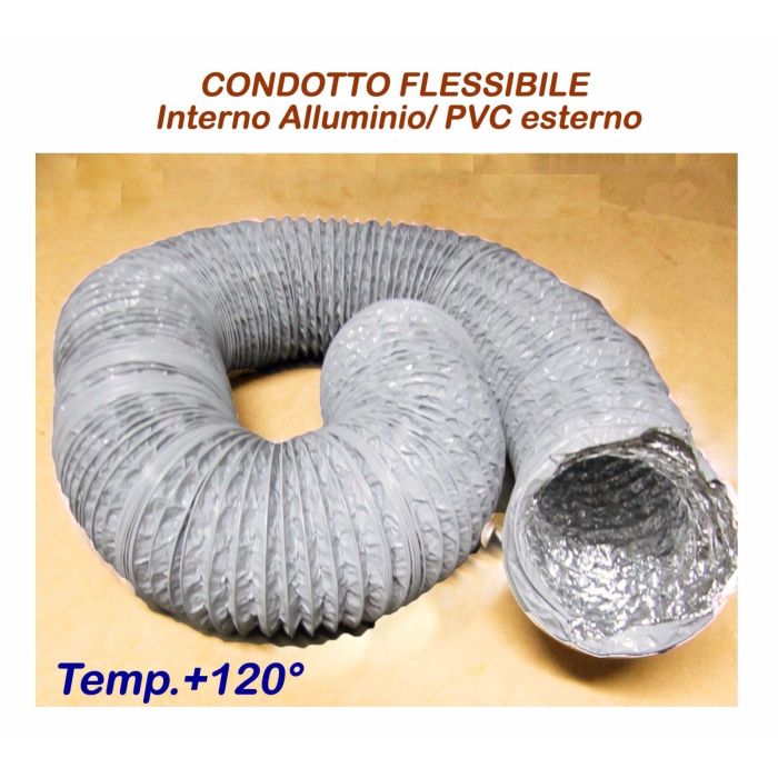 Elastyczny wąż aluminiowy / PCV do przewodów zimnego / gorącego powietrza 10 metrów - 150 mm