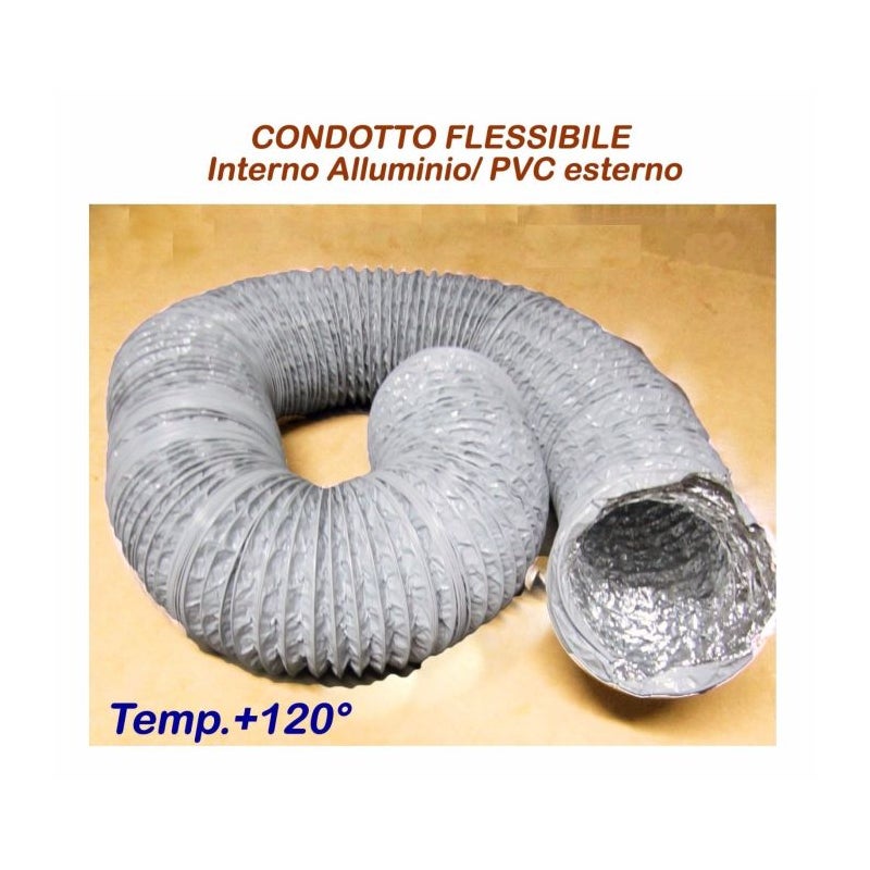 Elastyczny wąż aluminiowy / PCV do przewodów zimnego / gorącego powietrza 10 metrów - 150 mm