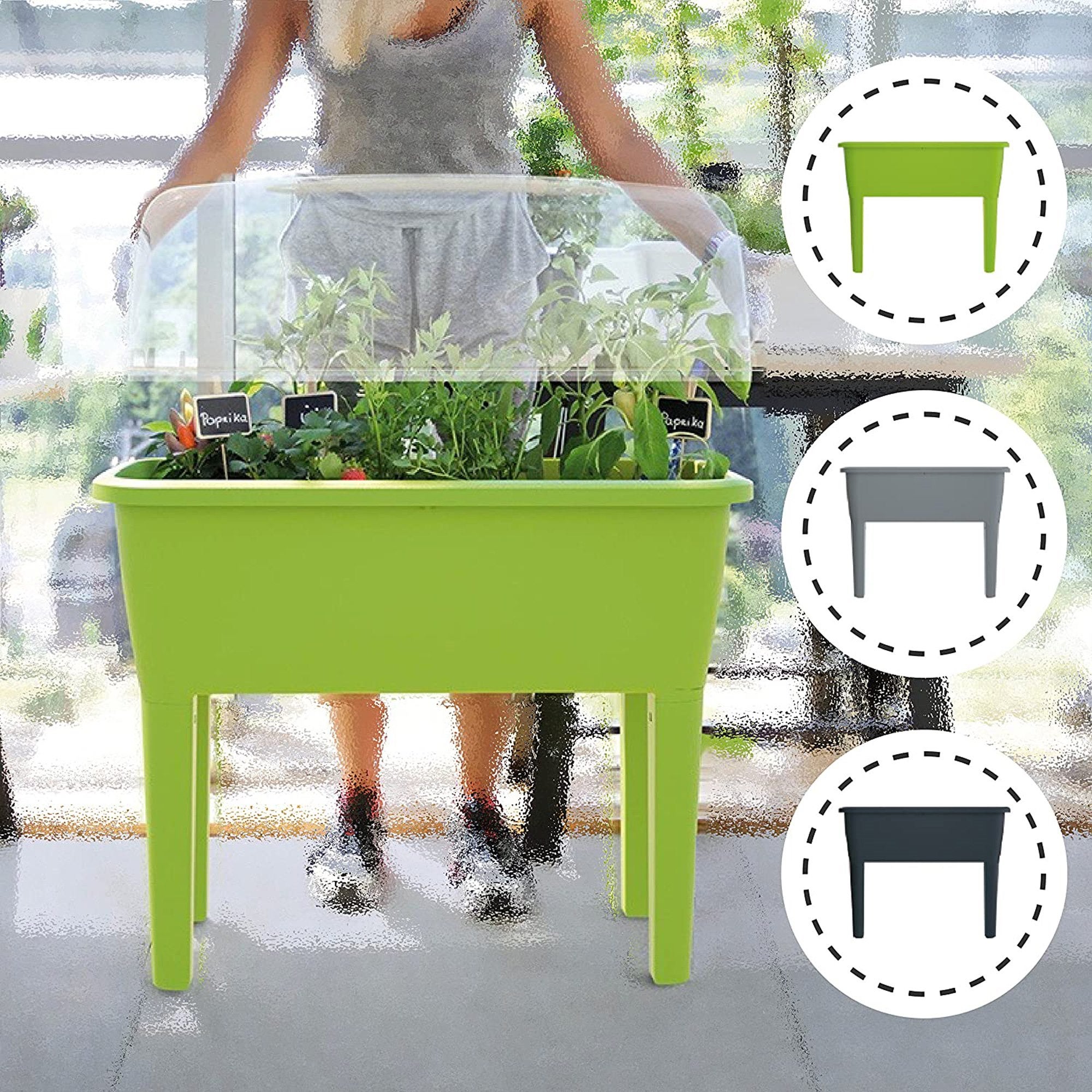 Orto urbano con serra da 52 litri in polipropilene 77 x 38 x 82 cm colore grigio - 8