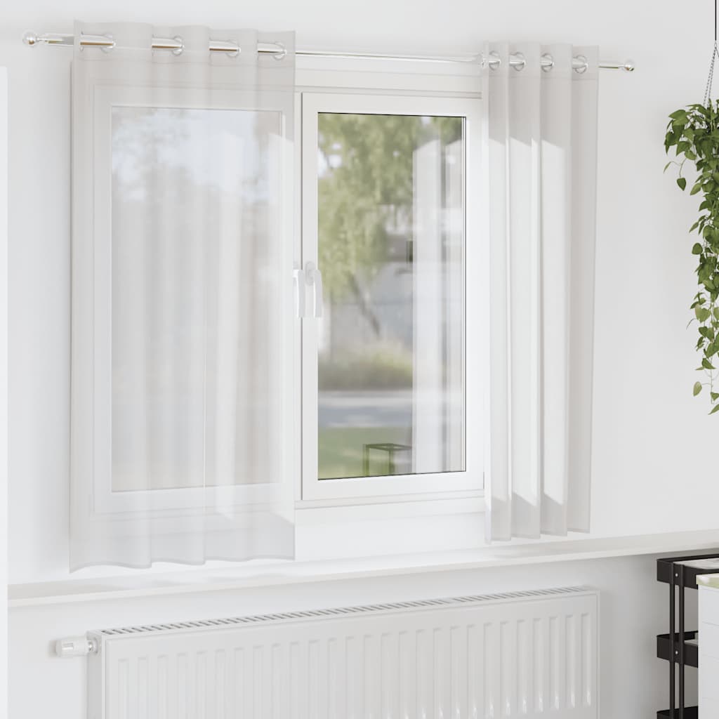 Cortina Lactraum Glicinia Decorativa Cortina Voile Bordada Para Salón - Blanco Transparente Con Flores De Glicinia, 200 X 245 Cm, Con Ojales Cortina Salón Bordada