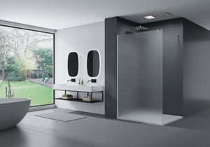 BERNSTEIN - Paroi de douche à l'italienne fixe latérale en verre, satiné, EX101, 200x160cm