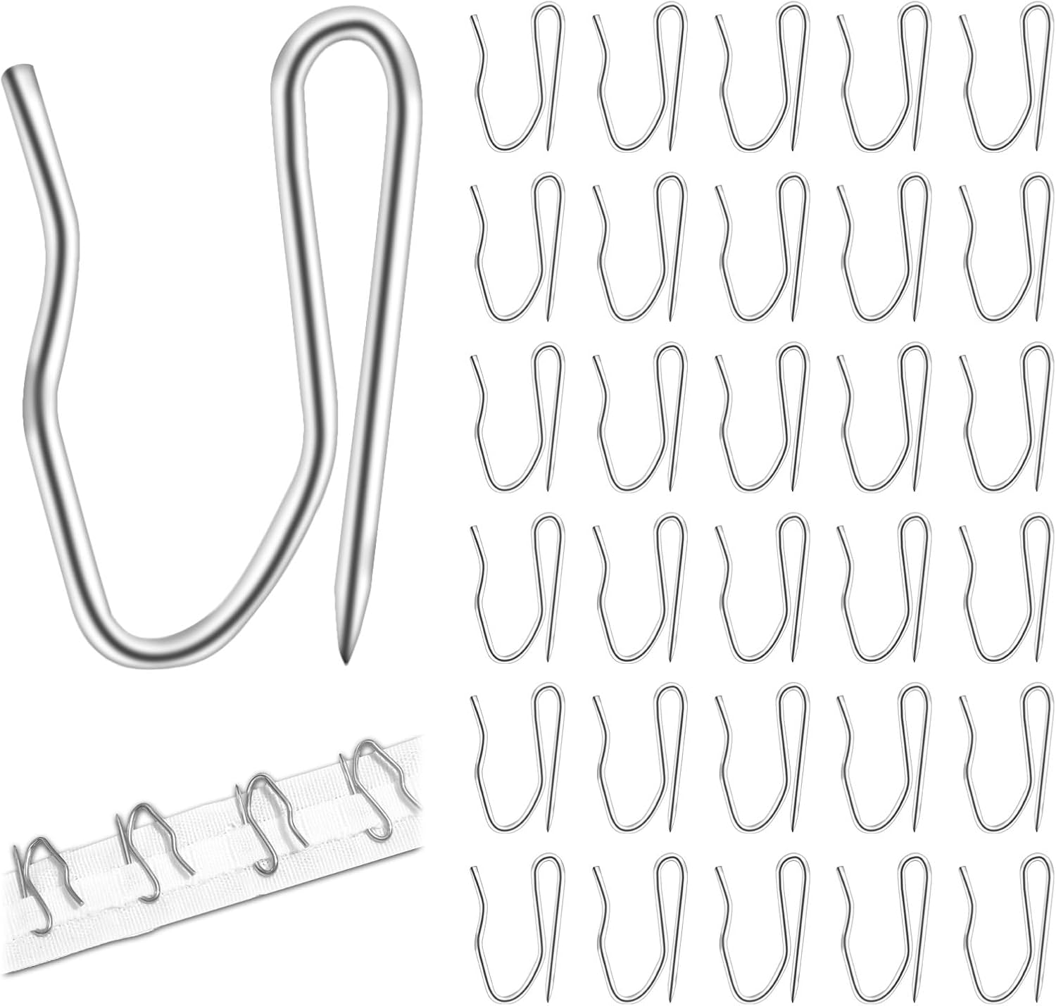 50 ganchos metálicos para cortina de 32 x 20 mm | Leroy Merlin