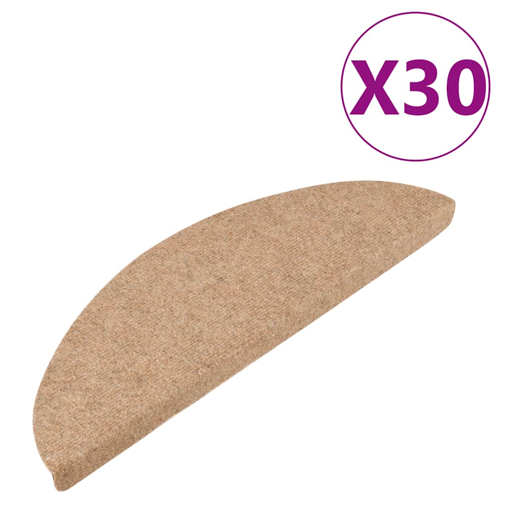 vidaXL Tapis d'escalier auto-adhésifs 30 pcs beige 56x17x3 cm - 2