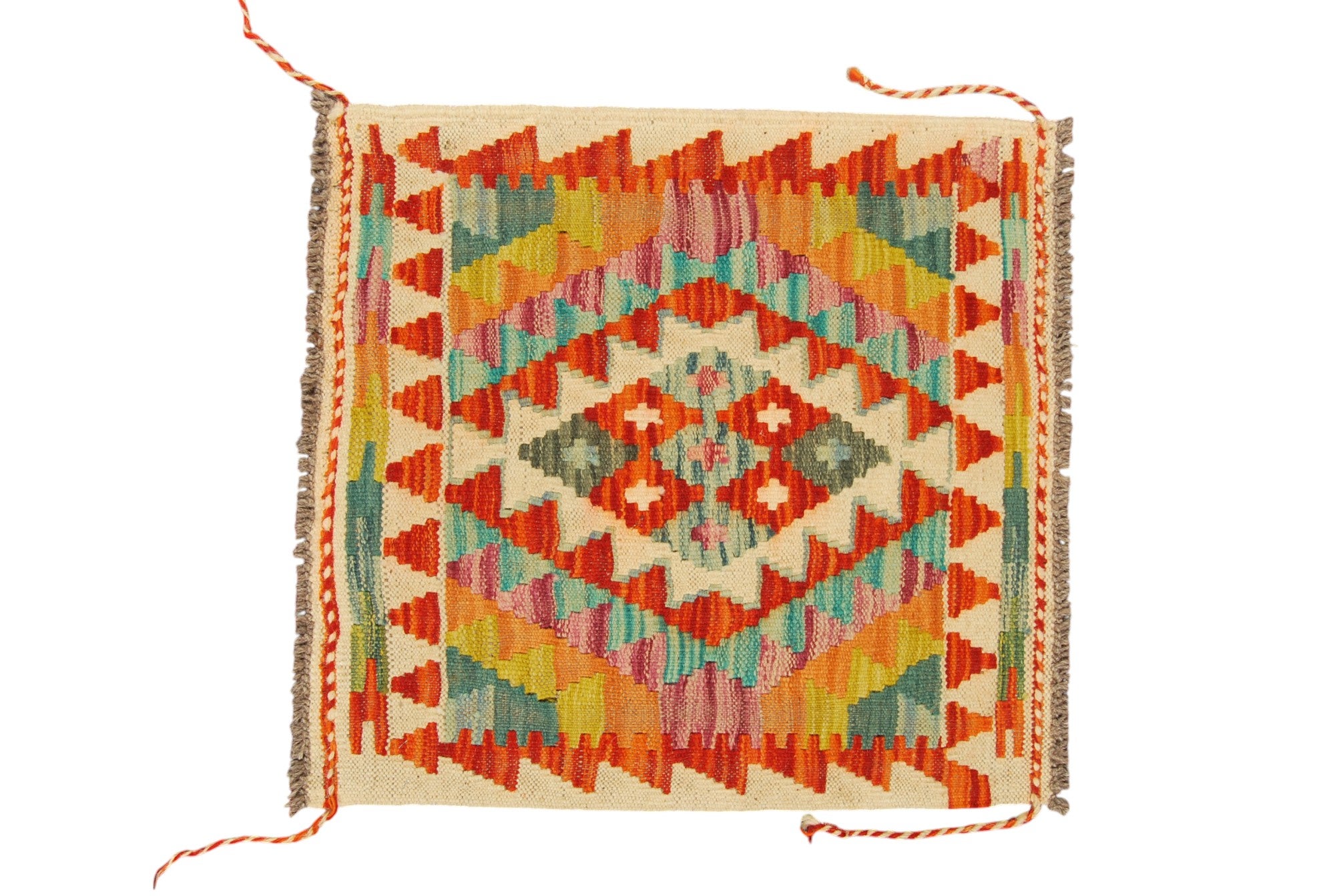 Oryginalny, ręcznie wiązany kilim Kaudani 54x52 cm (GalleriaFarah1970)