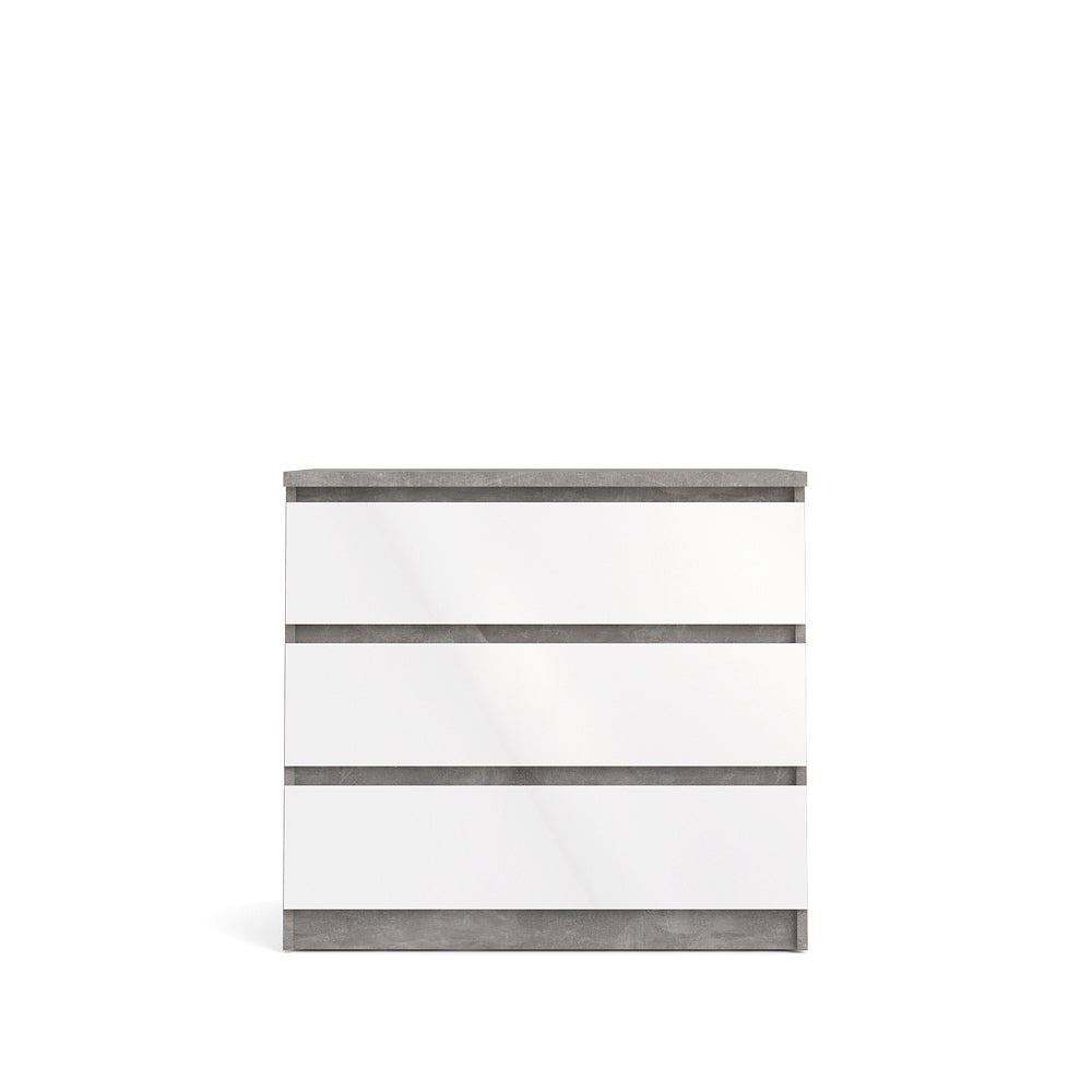 Komoda Tvilum NAIA, model 76235GXUU, kolory Cement Oxide i Glossy White, do nowoczesnych mebli