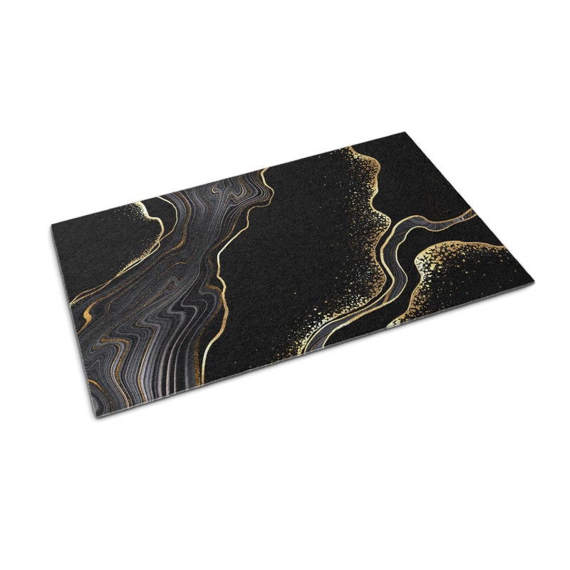 Фото - Килимок під двері TULUP Wycieraczka wejściowa pod drzwi do butów - Nowoczesny design 150 x 100 cm Czarny marmur Elegancki dywanik do wnętrza T