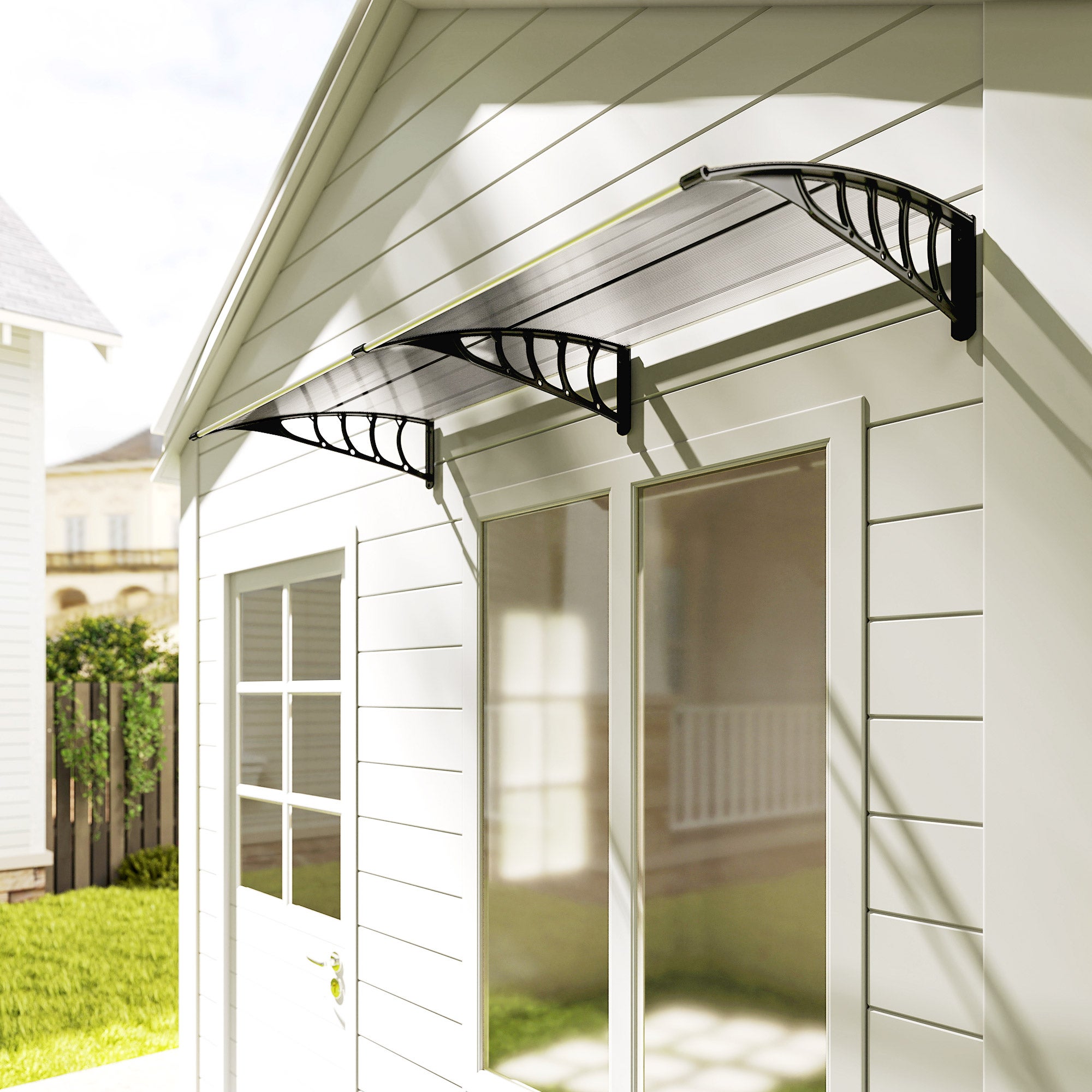 Marquesa exterior de policarbonato Outsunny 200x96x27 cm transparente - 5