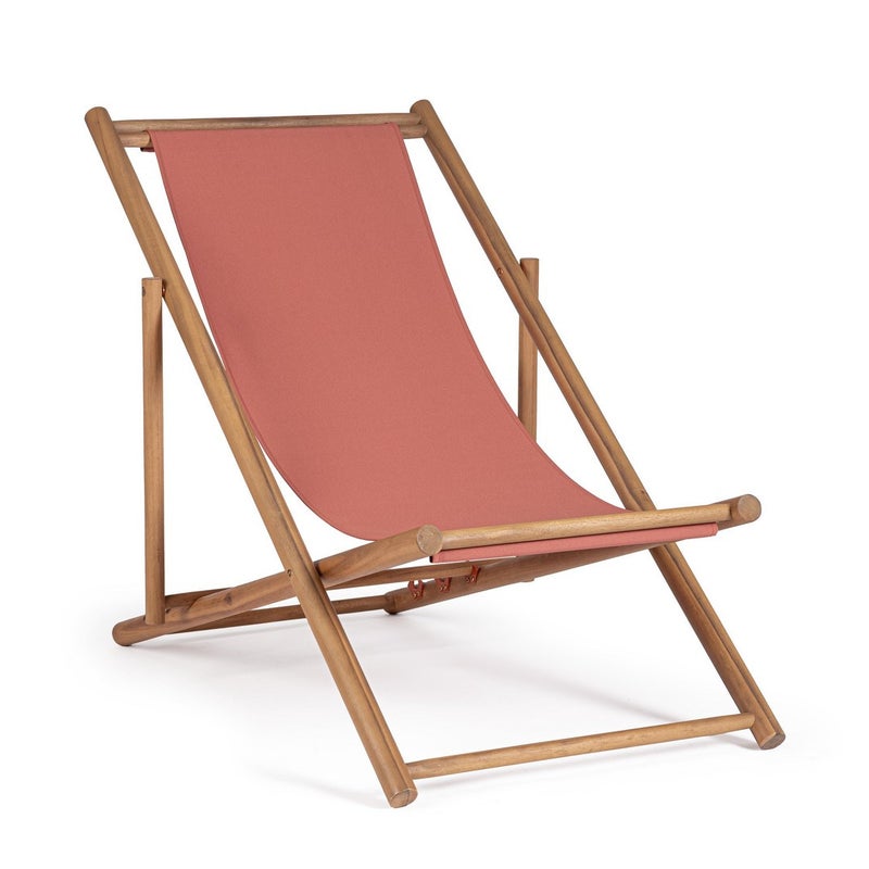 Leżak z drewna akacjowego z oparciem wyplatanym liną polipropylenową Terakota