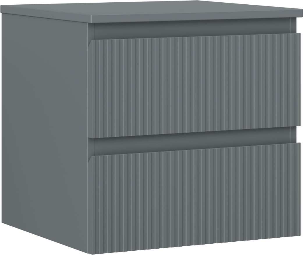 Mexen Rivel szafka łazienkowa podumywalkowa 50 cm z blatem, 2 szuflady, ryflowana , grafit mat - 91A20-05047-2-BFFC66