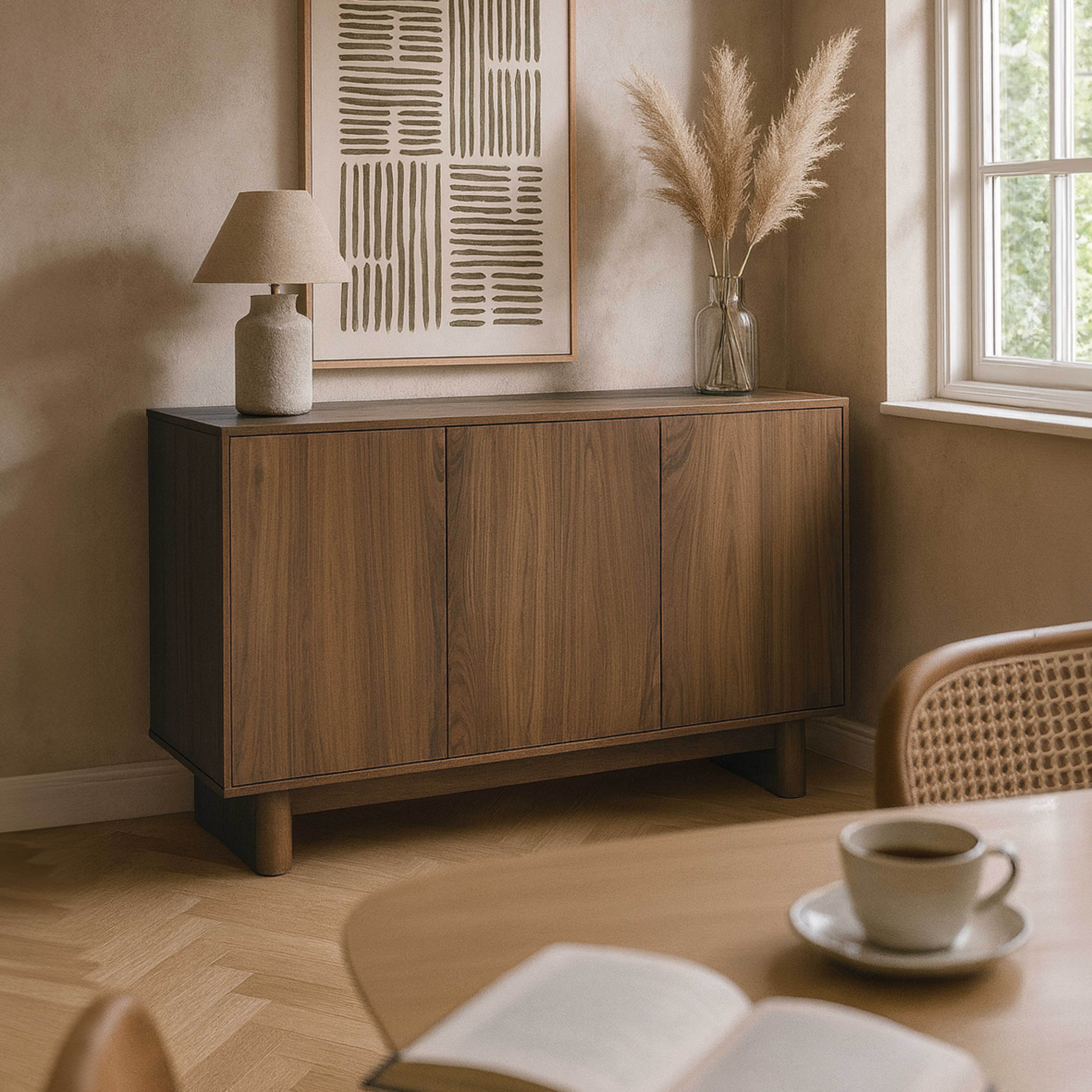 Buffet 3 portes 120 cm scandinave bois foncé - 5
