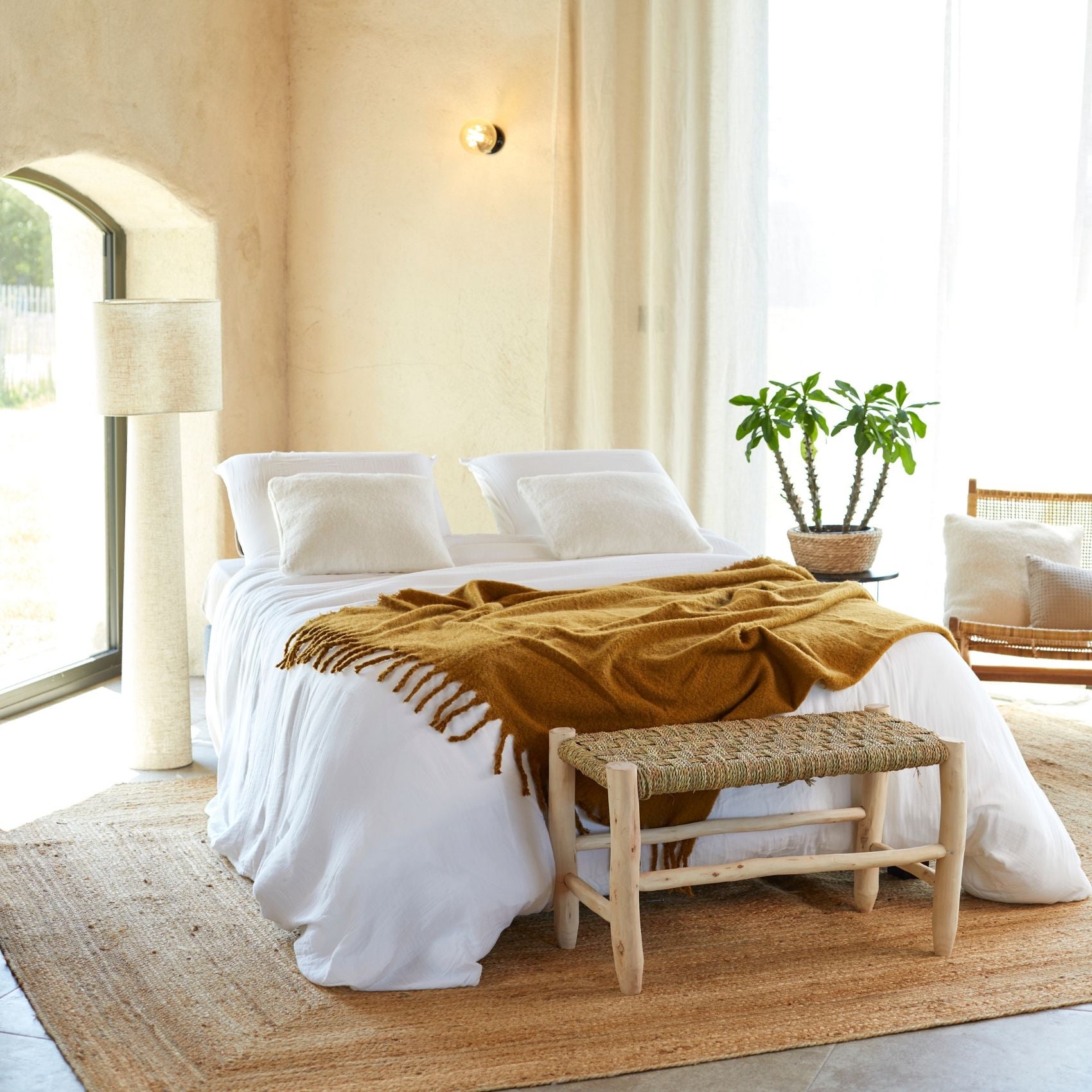 Set di biancheria da letto in garza di cotone - Bianco - 3