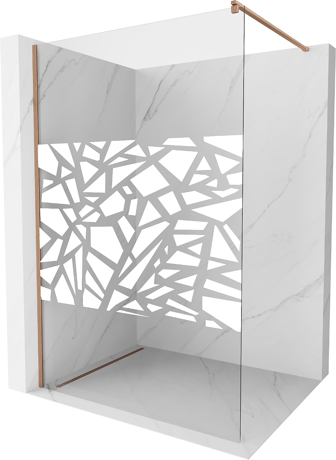 Mexen Kioto ścianka prysznicowa Walk-in 120 x 200 cm, biały wzór 8 mm, miedź szczotkowana - 800-120-101-65-85