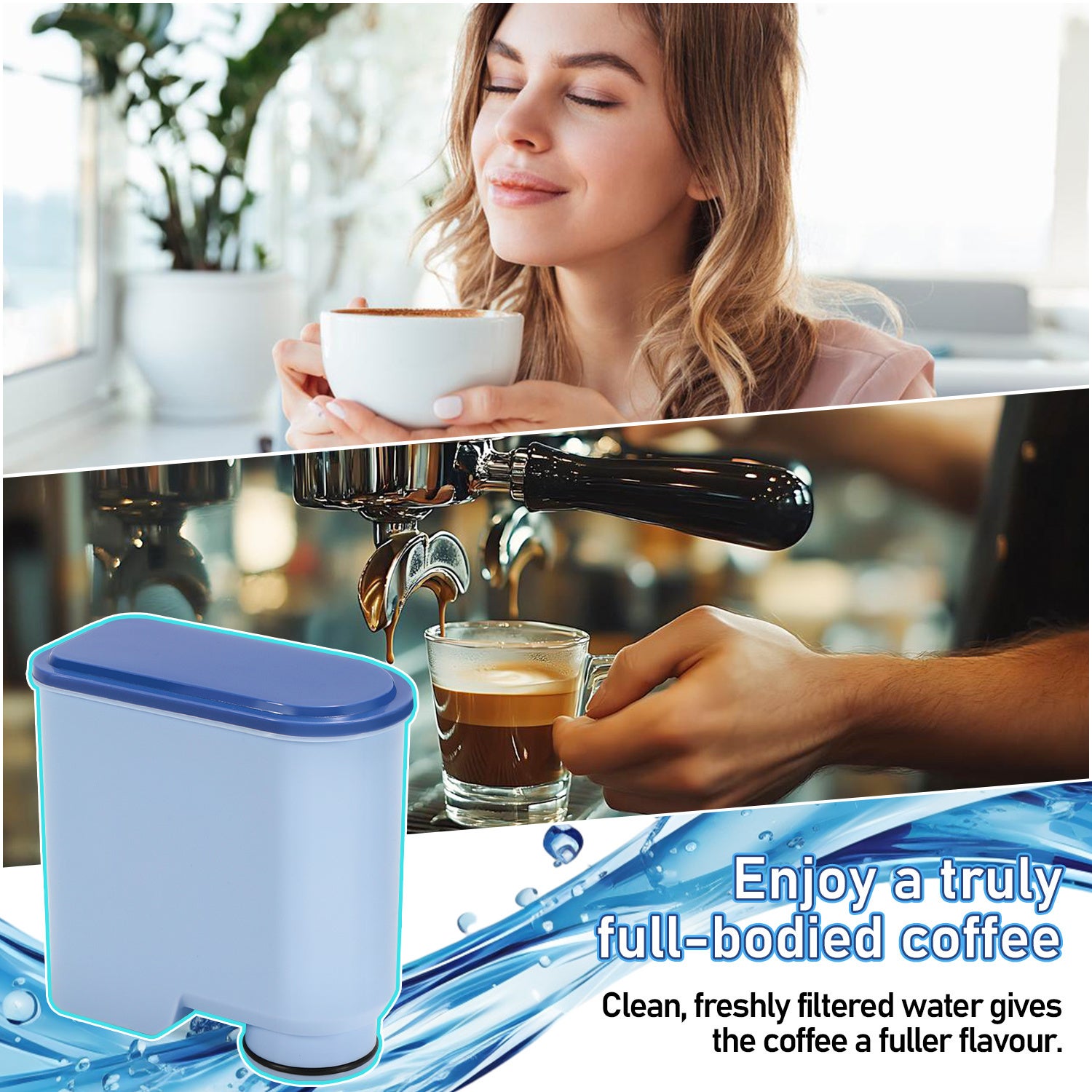 6x Filtres à eau pour Philips Remplacez facilement votre filtre avec Waterdrop pour machines à café, compatibles avec Saeco et Philips. - 6