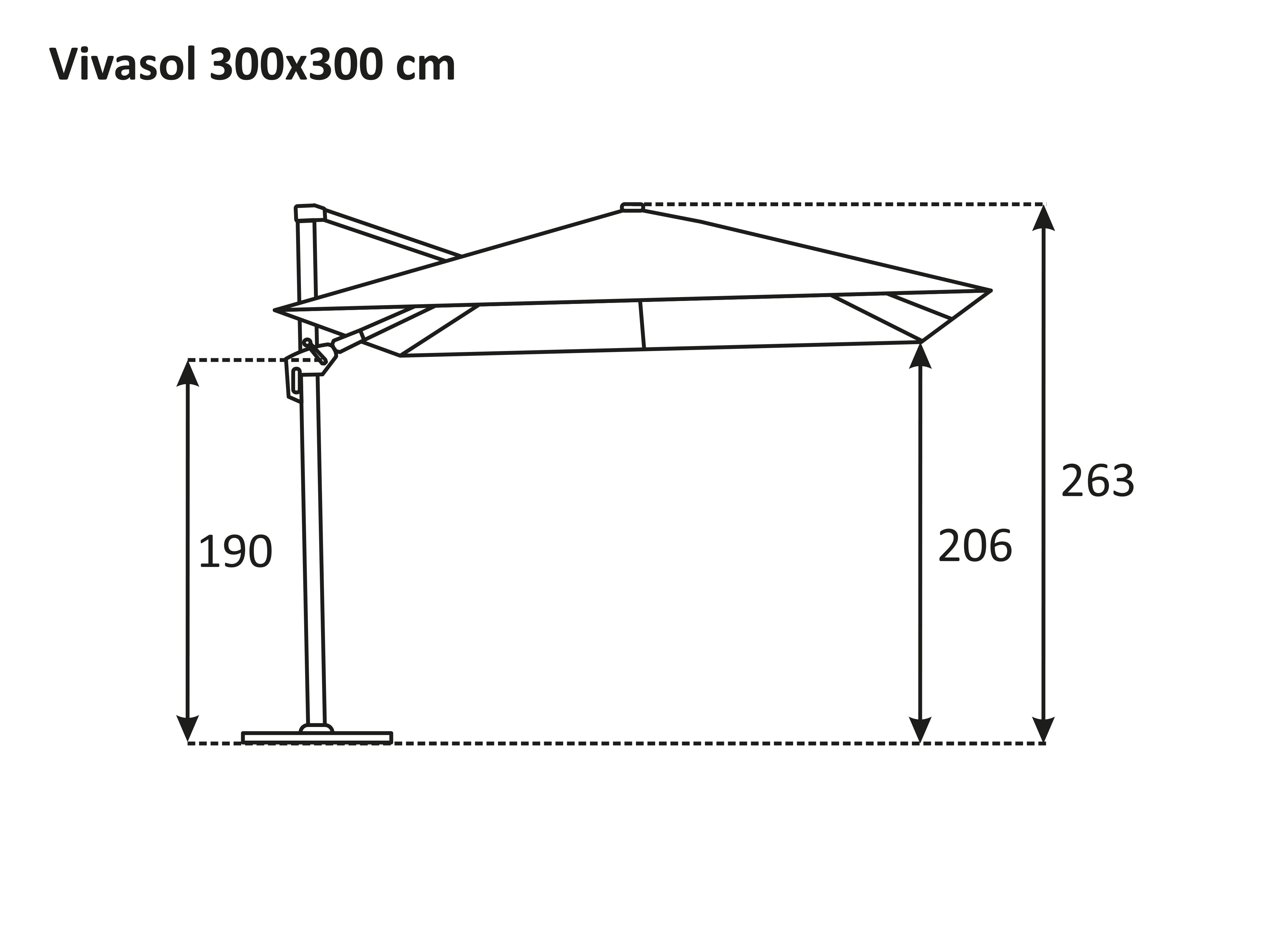 Parasol déporté Schneider Vivasol naturel, 300 x 300 cm – rotatif 360°, inclinable, avec housse et support pour dalles - 9