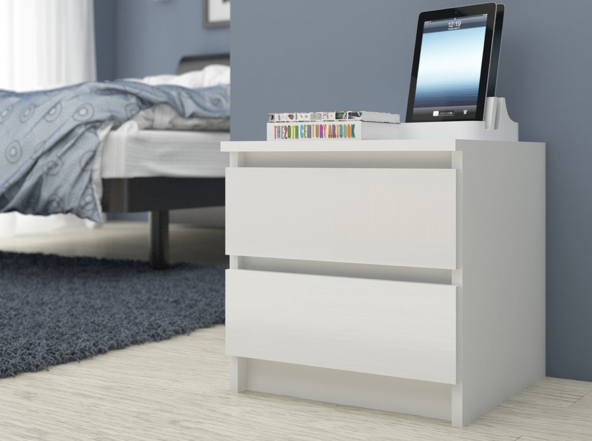 Stolik nocny: 2 szuflady, kolor biały, szer.: 60 cm, wys.: 55 cm, gł.: 40 cm. - 6