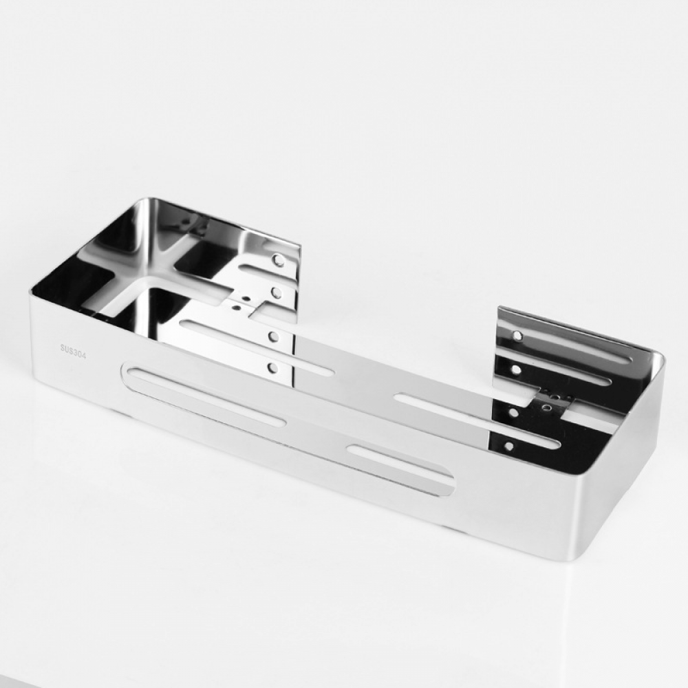 Lotto di 1 Silver, Półka prysznicowa, błyszcząca stal nierdzewna, na szampon, 4,5 x 31 x 12 cm, bretella di supporto