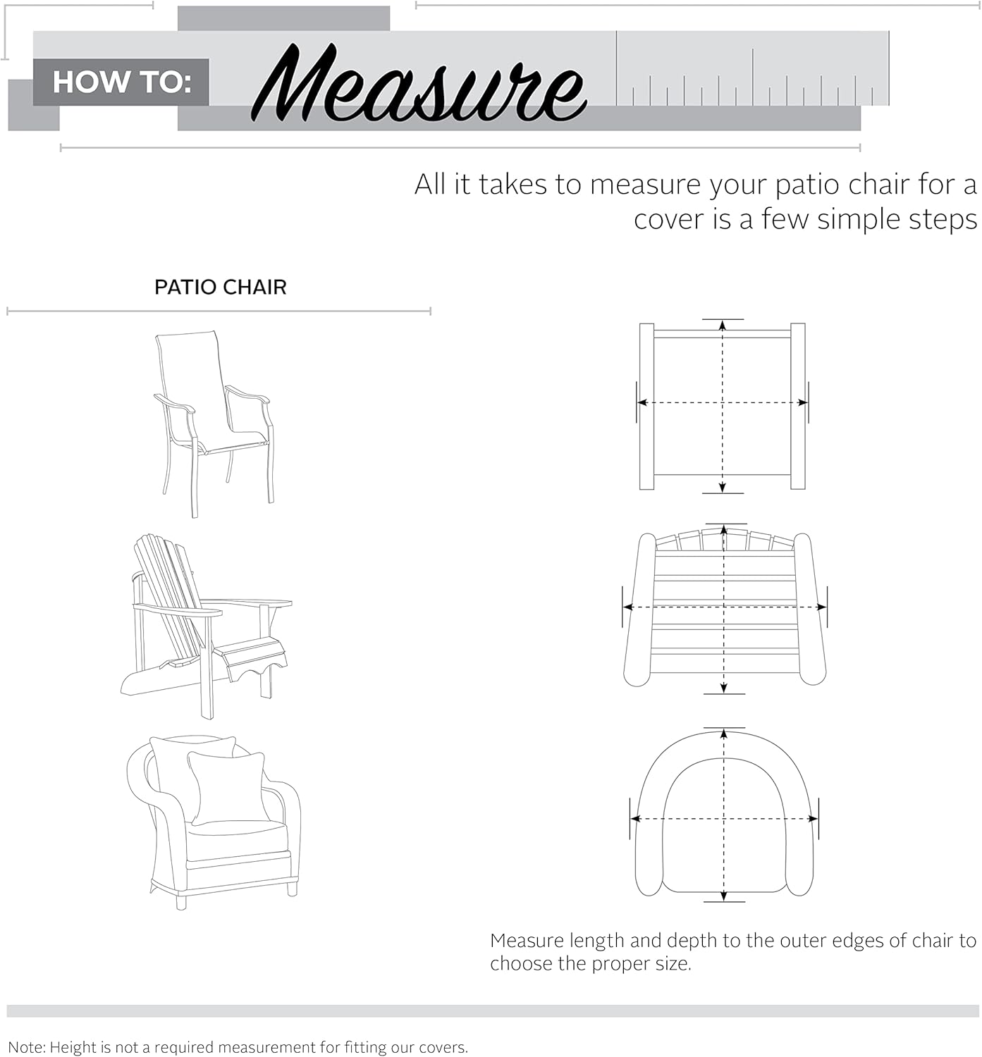 Housse imperméable pour fauteuil à bascule de 27,5 pouces, housses pour meubles de jardin - 3
