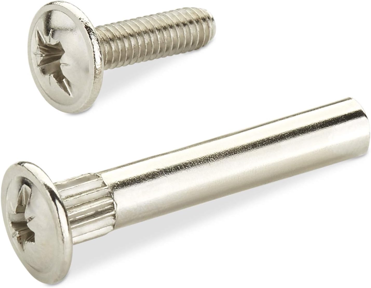 Vis d'assemblage M4 pour meubles, lot de 10, avec douille en acier nickelé, pour bois de 31-40mm d'épaisseur - 2