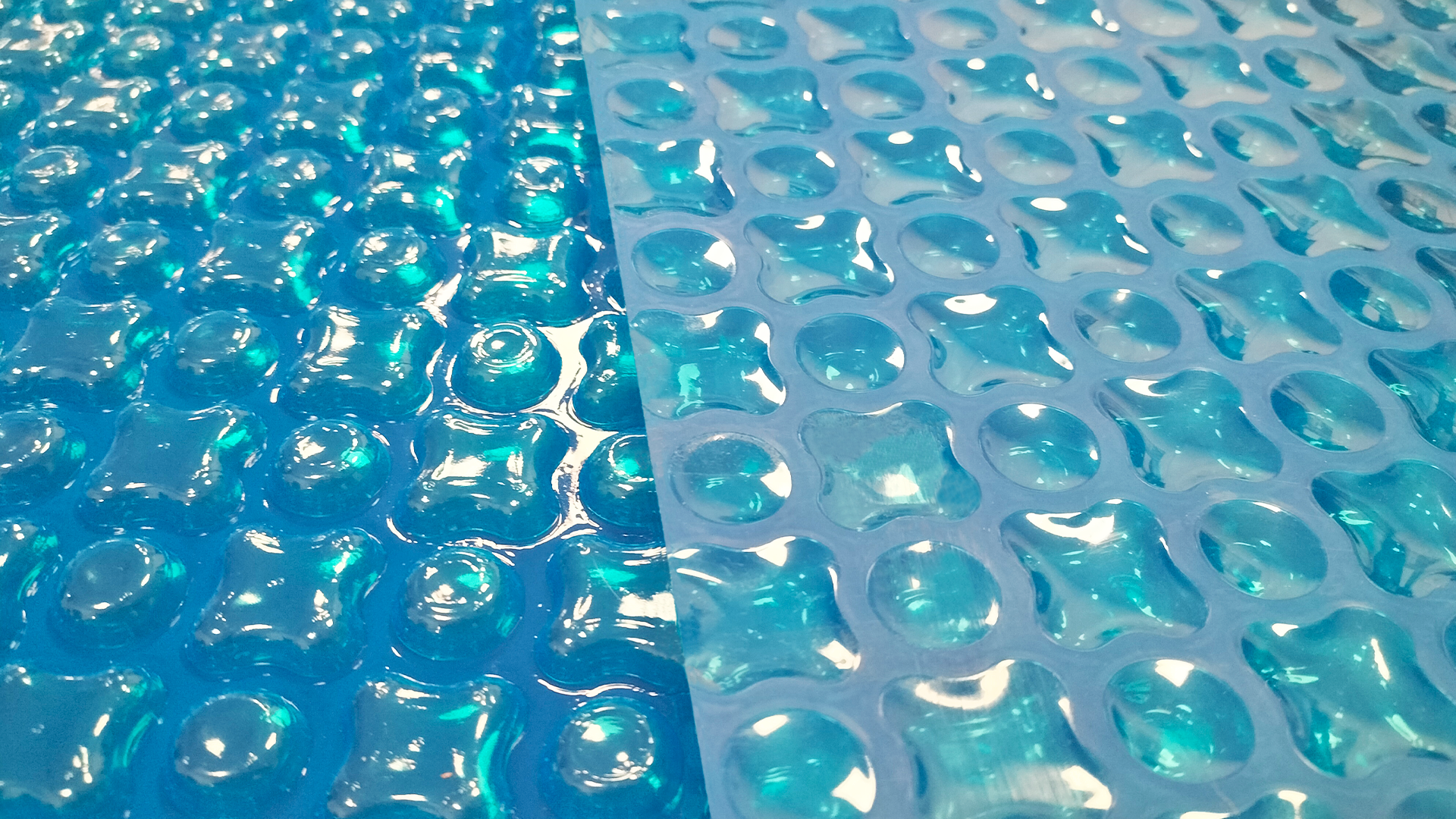 Bâche à Bulles Piscine 4x2 m OXO Light Blue 400 microns - Non Bordée - Confection France - Kit oeillets + bâchette protection - 4