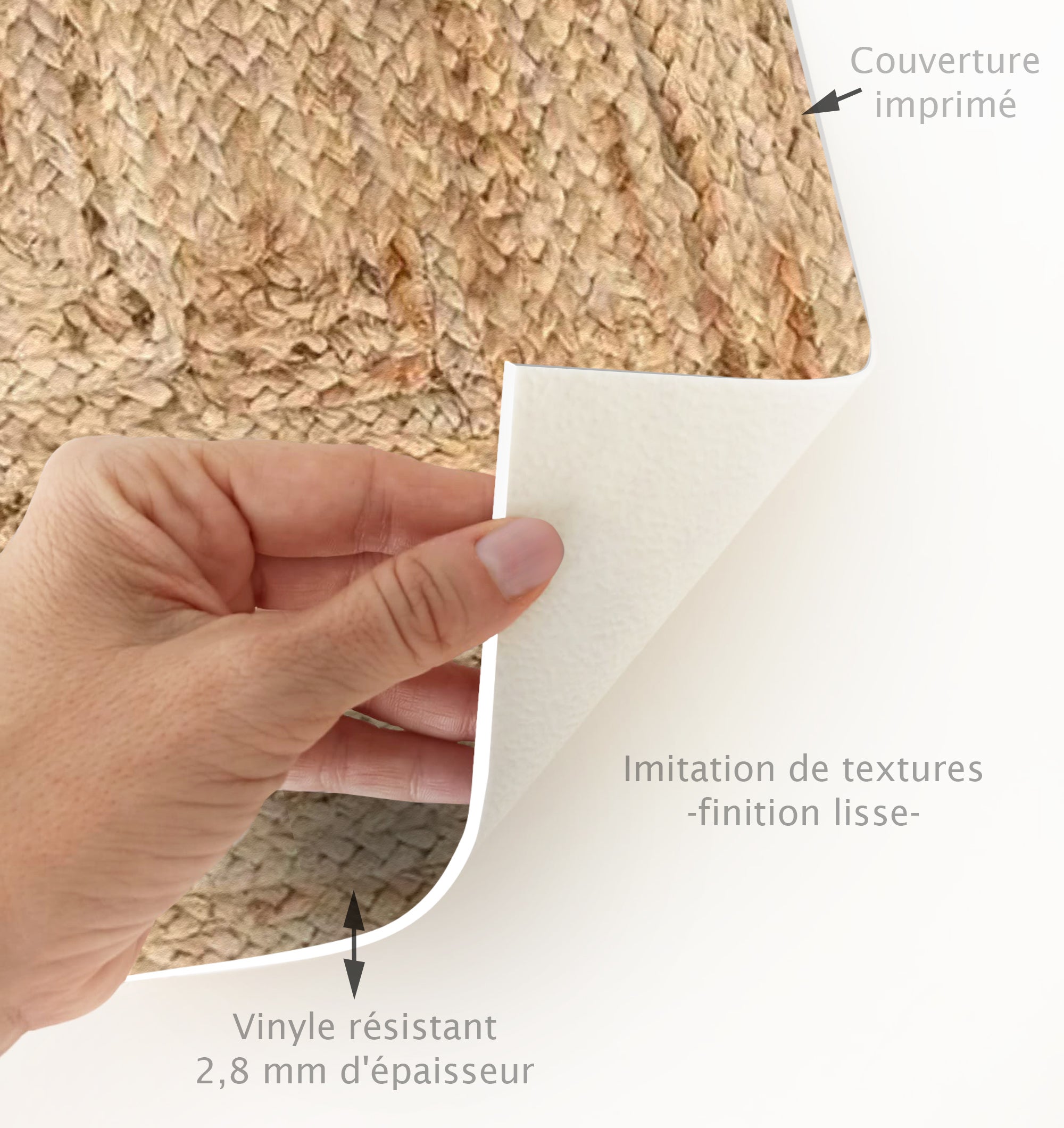 Tapis antidérapant en vinyle, Carthago Noir 66x180 cm - PVC imprimé, lavable, ignifuge, pour le salon et la cuisine - 3