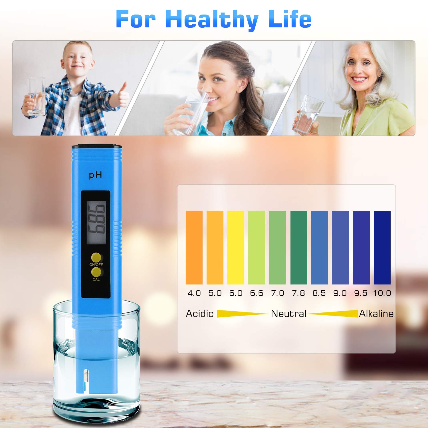Lot de 2 ph-mètres pour la culture hydroponique de l'eau, stylo testeur de PH numérique 0.01 haute précision avec batterie, plage de mesure de PH 0-14 - 5