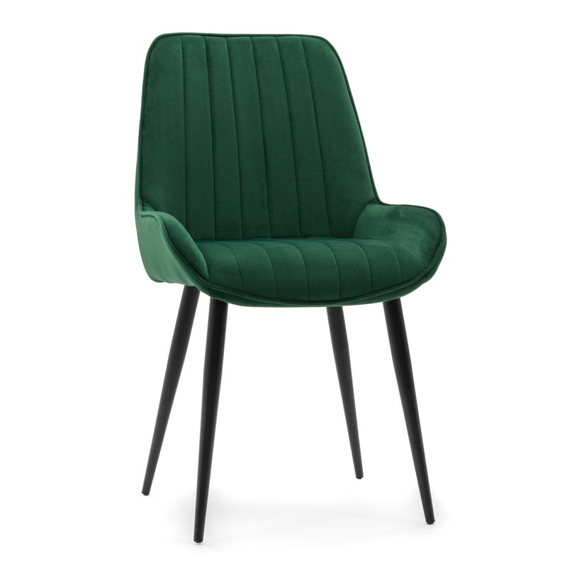 Krzesło tapicerowane do salonu jadalni welur LUCA zielony