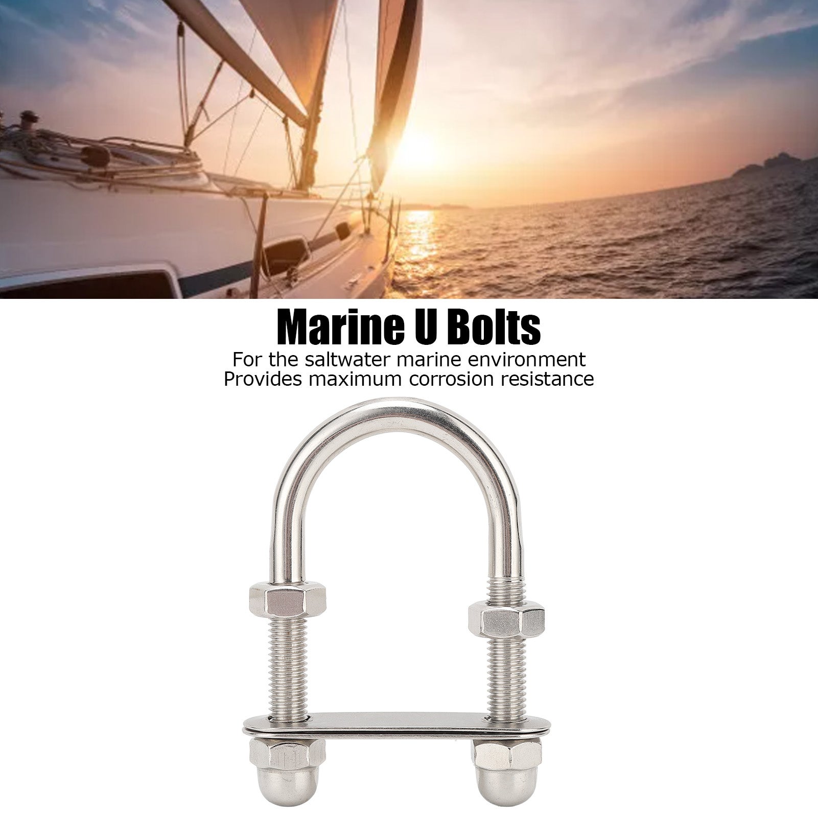 Boulons en U marins en acier inoxydable 316 poli miroir - Accessoires de bateau pour yacht M10x95x45mm - 4